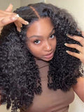 Petaluxe Mixed Texture Bye-Bye Knots? &  Bye Bye Slip 7x5 Lace Natural Black Jerry Curly Wig with Defined Finger Coil Ends