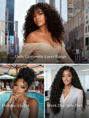 7x5 Bye-Bye Knots? & 13x4 HD Lace Put On And Go Glueless Water Wave Grip Wig With Secure Silicone Strips and Drawstring With Baby Hair