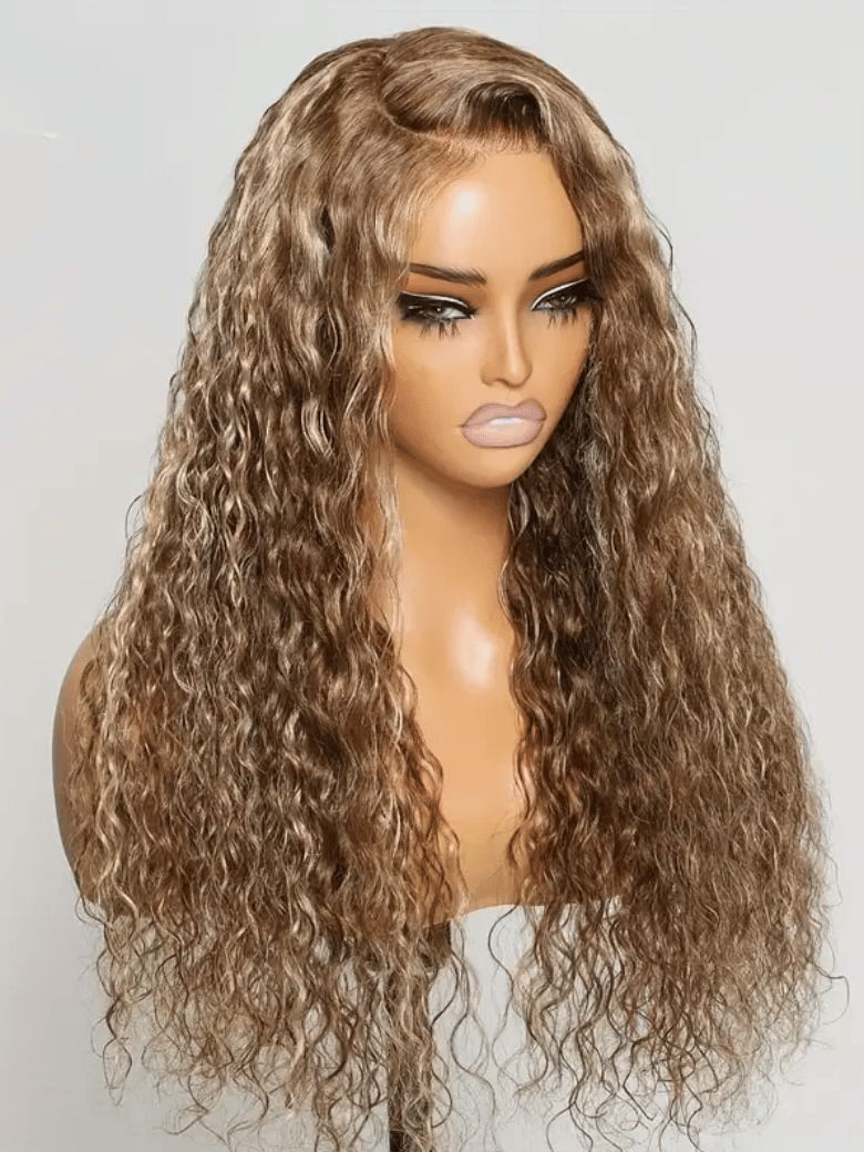 20 Inch 13x4 Pre-Everything Lace Frontal TL412 Honey Blonde Highlights Water Wave Wig