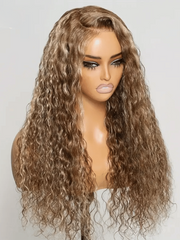 20 Inch 13x4 Pre-Everything Lace Frontal TL412 Honey Blonde Highlights Water Wave Wig