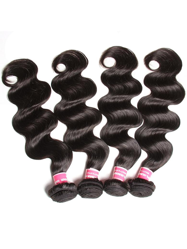 Hair Unprocessed 4 Bundles Body Wave Virgin Hair With 13x4 Lace Frontal