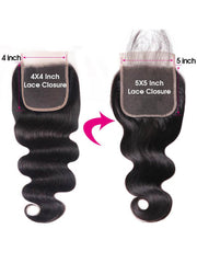 Body Wave 5x5 Lace Closure with 3 Bundles Human Hair
