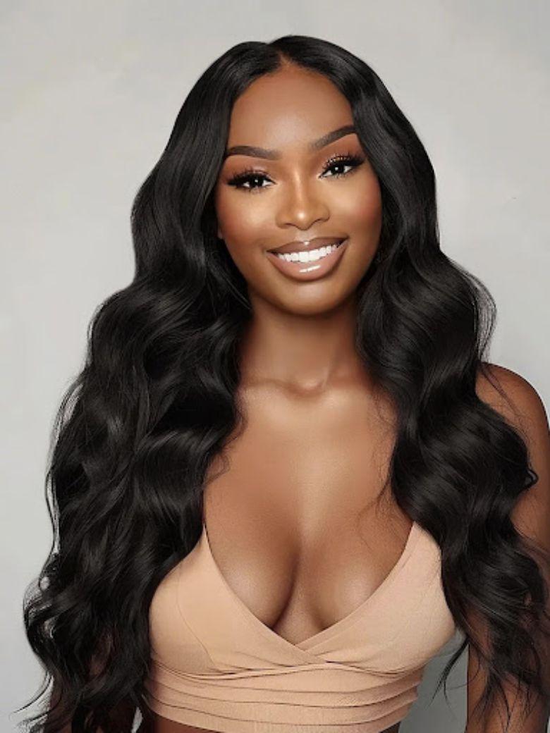 InvisiBlend™ V part Natural Black Glueless Body Wave Wig Protect Your Natural Hair