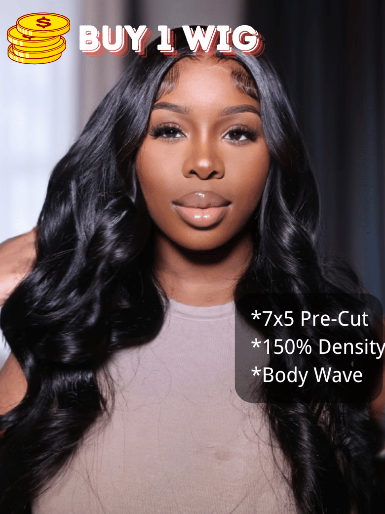 BOGO 7x5 Glueless Bye-Bye Knots Body Wave Wig Pre Cut Lace Pre Plucked Hairline