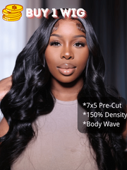BOGO 7x5 Glueless Bye-Bye Knots Body Wave Wig Pre Cut Lace Pre Plucked Hairline