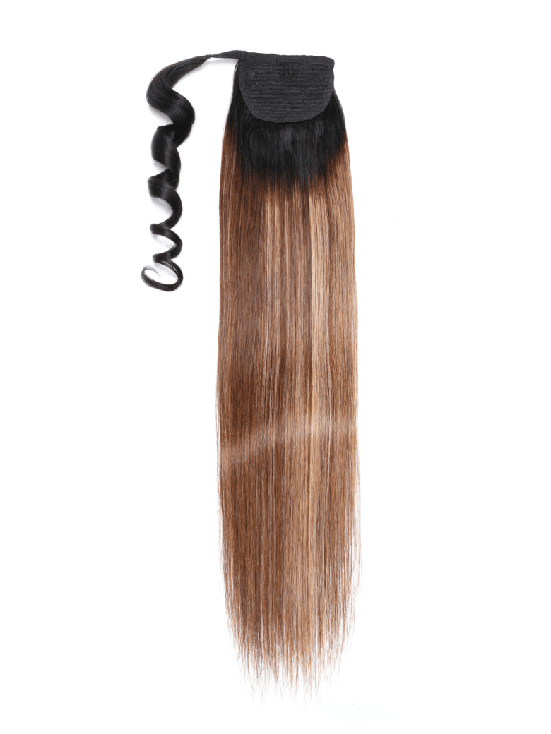 1B/412 Brown Ombre Clip In Straight Ponytail Extension