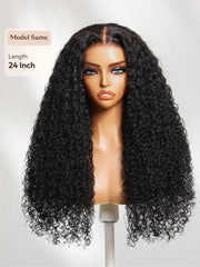 Bye-Bye Knots? 7x5 Lace Black Afro Twist Out Curls 150% Density Wig with Invisi Drawstring