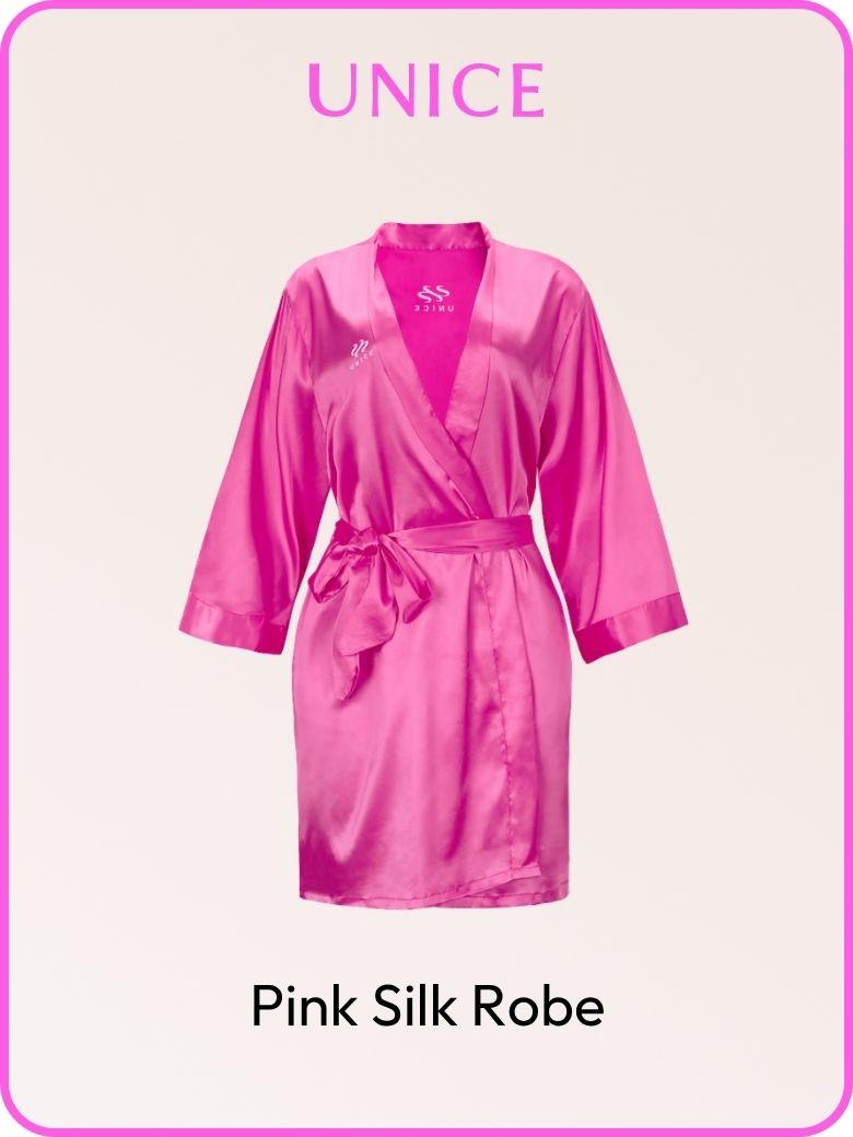 [Add-On Deal] Exclusive Pink Silk Robe Intimate Lingerie Nightgown Sexy Nightwear (1 pc)