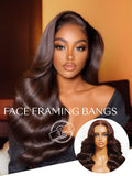 Petaluxe 13x4 Pre-Everything? Lace Frontal Dark Auburn Loose Wave Wig with Face Framing Layers