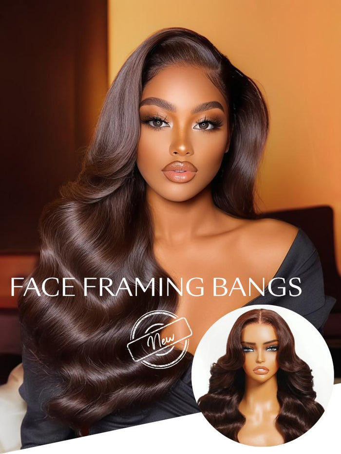 Petaluxe 13x4 Pre-Everything? Lace Frontal Dark Auburn Loose Wave Wig with Face Framing Layers