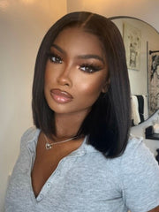 7x5 Bye Bye Knots? & 13x4 Pre-Everything? & 5x5 HD Lace Wig Glueless Lace Black Yaki Bob Bleached Knots Wig