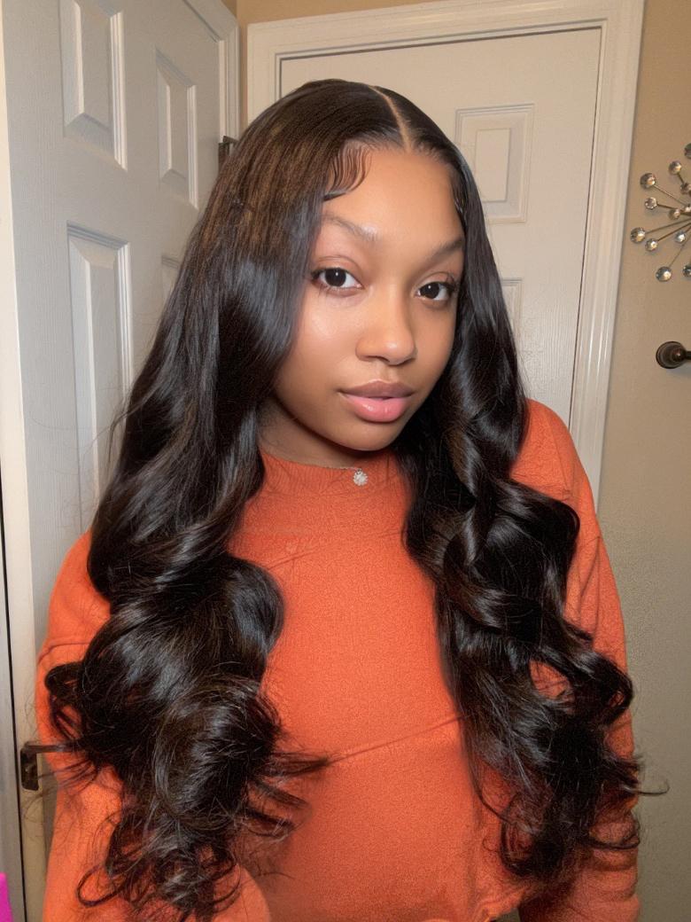 Glueless 6x4.5 Pre-Cut Lace Body Wave Put On and Go Pre-bleached Wig with Baby Hair