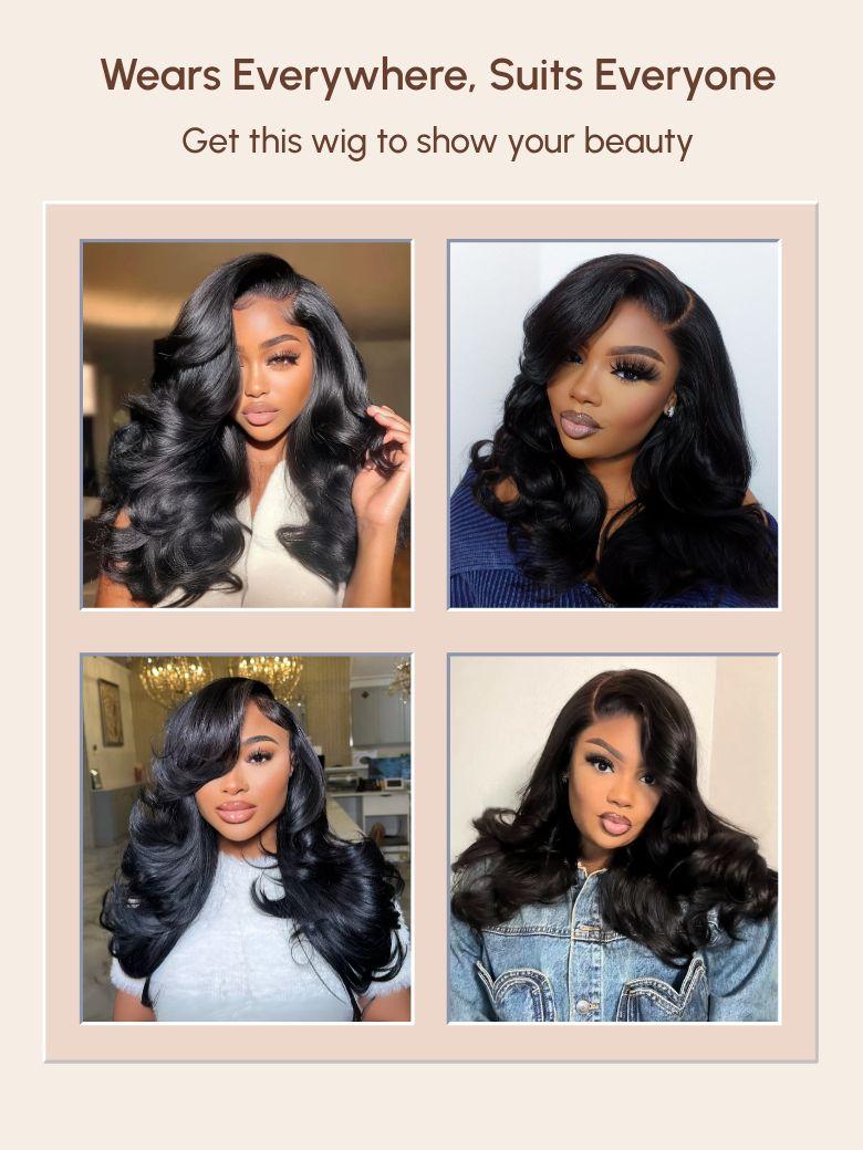 Bye-Bye Slip? Wig Feathered Layer Side Part 200% Density Wig with Secure Silicone Strips and Drawstring