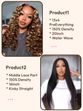 Petaluxe 2 Wigs $172 for 20" Honey Blonde 13x4 PreEverything Lace Front Water Wave Wig & 16" Middle Lace Part Kinky Straight Hair