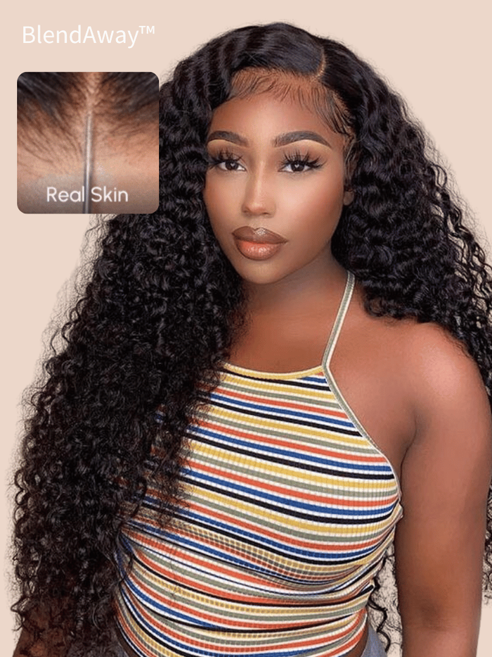 Petaluxe 200% Density 5x5 Thin HD BlendAway Lace Closure Black Glueless Jerry Curly Human Hair Wig