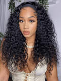 Petaluxe 20"-26" Glueless 7x5/13x4/Headband Quick& Simple to Install Low Maintenance Put On And Go Water Wave Human Hair Wig