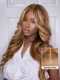 Petaluxe 13x4 Pre-Everything Lace Frontal Wig & 7x5 Lace Honey Blonde Highlights Body Wave 180% Density Wig
