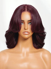 Black Cherry Bye-Bye Knots 7x5 Lace Glueless Bob Drawstring Body Wave Wig 180% Density