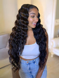 Petaluxe Loose Wave 13x4 Lace Front Deep Parting High Quality Wigs Pre Plucked with Baby Hair