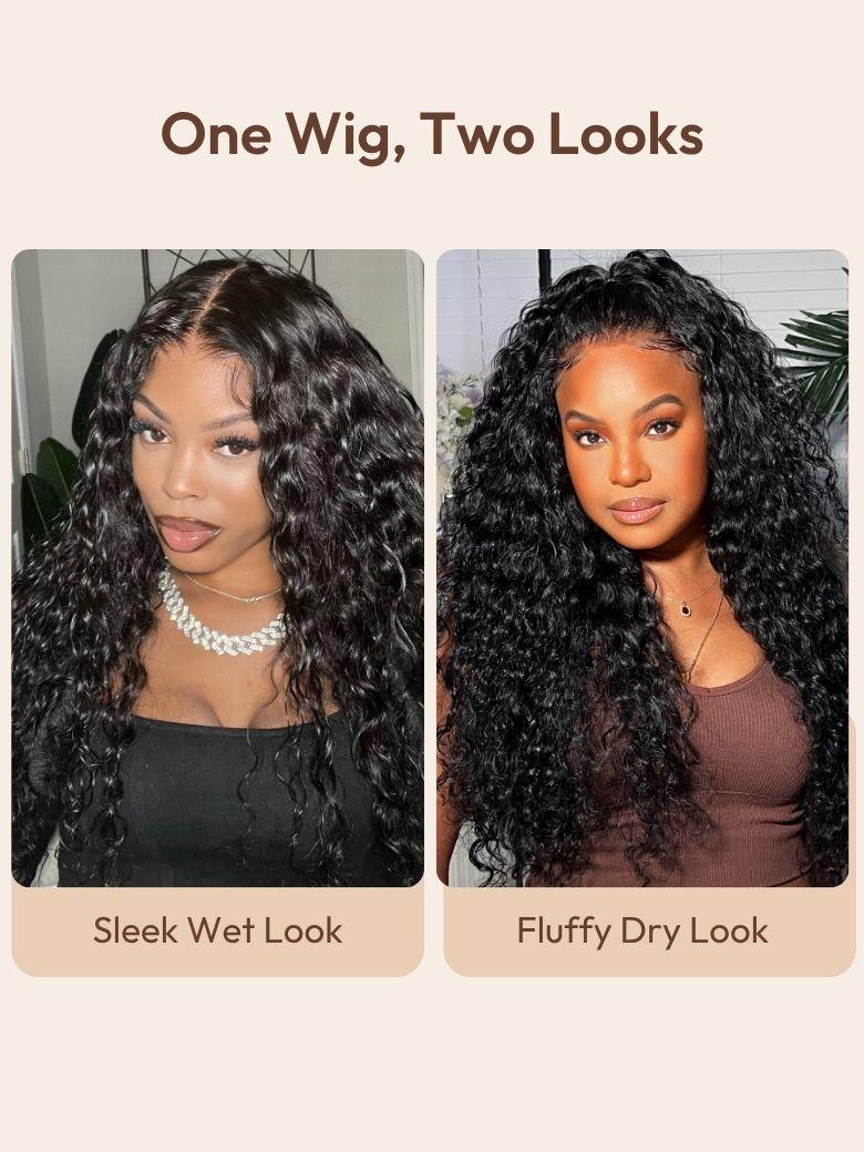 7x5 Bye-Bye Knots? & 13x4 Pre-Everything? Pull And Go Wig Glueless Wet & Wavy Water Wave With Invisi Drawstring With Free Baby Hair