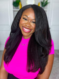 Petaluxe EasyContour V Part Wig Upgrade Glueless V Part Kinky Straight Human Hair Wig