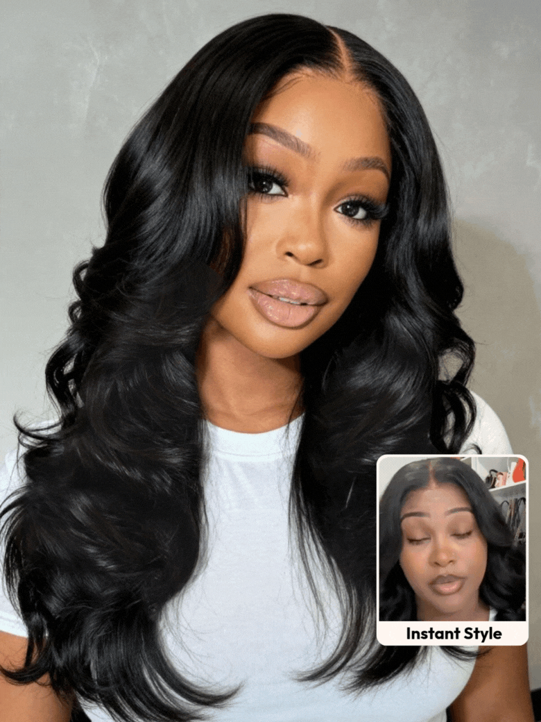 Butterfly Cut 180% Density 100% Human Hair Bye-Bye Knots? 7x5 Lace Body Curls Wig with Feathered Layers & Invisi Drawstring