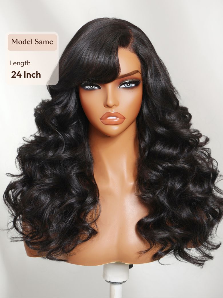 Bye-Bye Slip? Wig Feathered Layer Side Part 200% Density Wig with Secure Silicone Strips and Drawstring