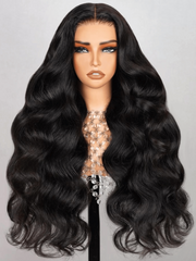 [200% Density & 20"=$117]6x4.5 Pre Cut Lace Body Wave Black Quick & Easy Glueless Wig With Breathable Cap No Baby Hair