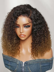 7x5 Bye Bye Slip? Lace Caramel Brown Ombre with Dark Roots Water Wave Glueless Wig