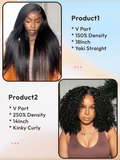 Petaluxe 2 Wigs $209 for 18" U Part Yaki Straight Hair And 250% Density 14" V Part Kinky Curly Wig