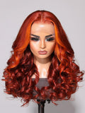 Petaluxe 13x4 Lace Front Burnt Orange Pre-plucked Body Wave Wig