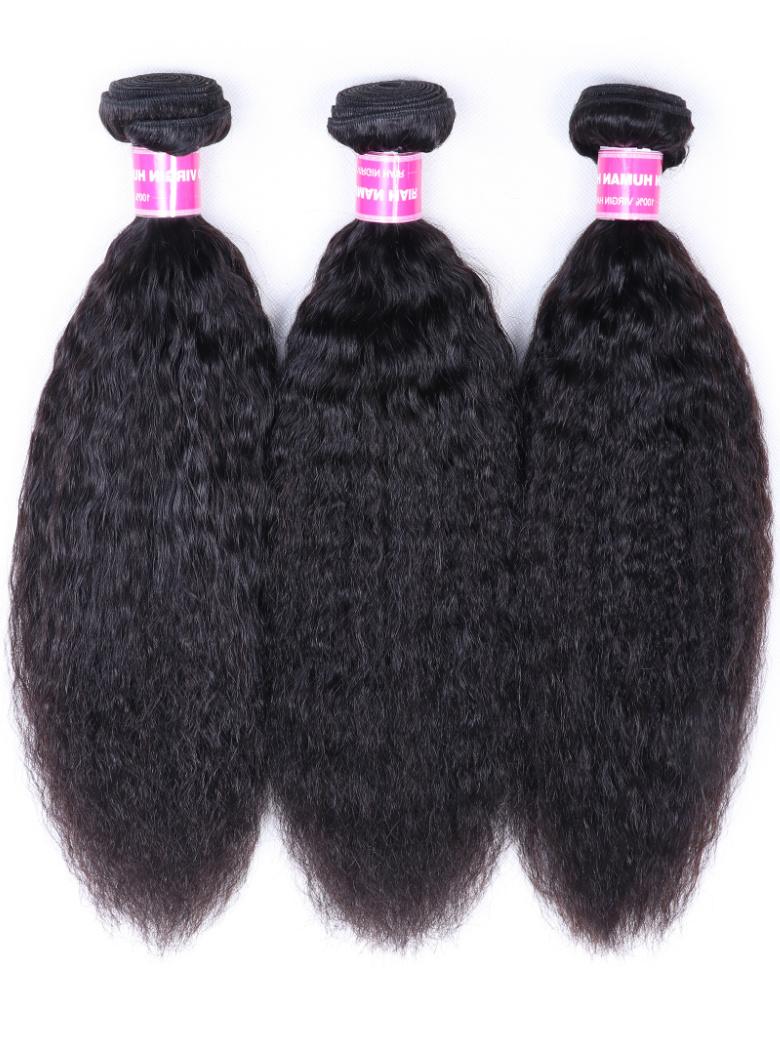 3Pcs Kinky Straight Indian Real Human Hair Bundles Deal