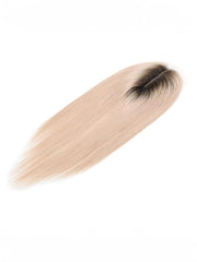 3.5x5.5 HD Lace Sandy Blonde Dark Roots Straight Clip On Hair Topper