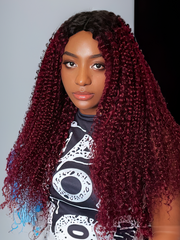 [24"=$159] V Part Magenta Ombre With Dark Roots Curly Wig
