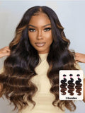 Petaluxe Chestnut Brown Ombre 3 Pcs Body Wave Human Hair Bundles
