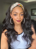 Petaluxe Body Wave Glueless Headband Wig Natural Color 100% Virgin Human Hair