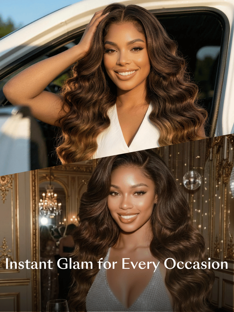 360 HD Lace Pre-plucked Luxury Raw Virgin Hair Chocolate Brown to Caramel Honey Blonde Ombre Body Wave Wig