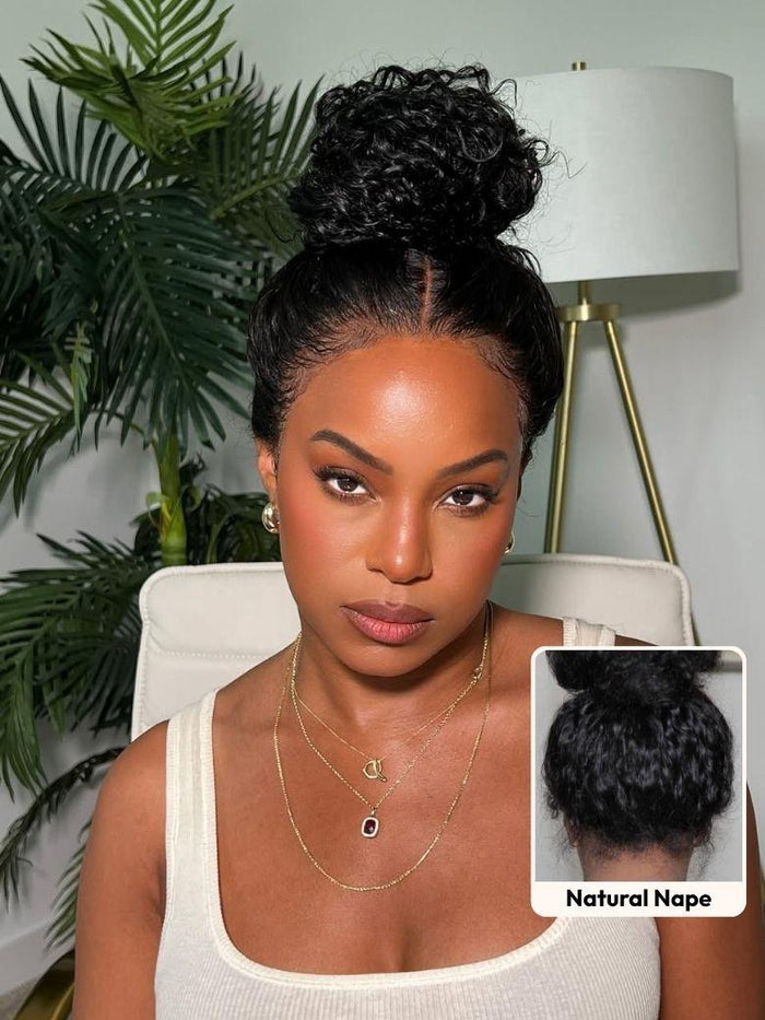 Petaluxe [From 18"] 360 Lace Invisible Strap Pre-cut Pre-bleached Water Wave Wig 180% Density