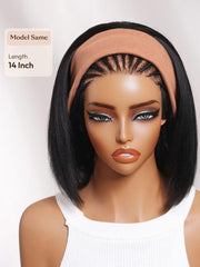 Flip Over Half Wig Natural Black Yaki Straight Bob Wig