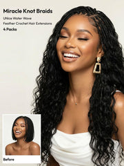 Feather Crochet Human Hair Black Water Wave Micro Ring Loop Hook & Slay
