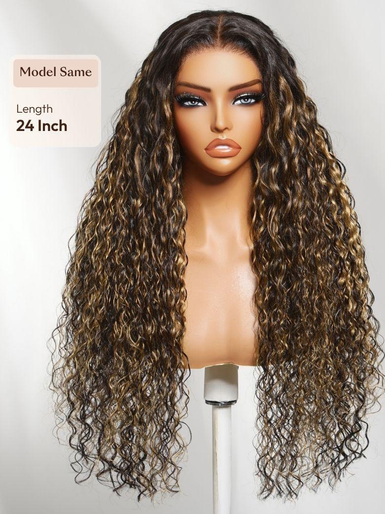 7x5 Bye Bye Slip? Lace Golden Blonde Balayage Highlights Water Wave Glueless Wig