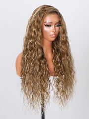 Put On And Go 6x4.5 Pre-cut Lace Ombre Brown Water Wave Wig