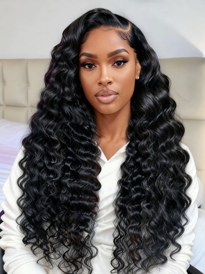 13x4 Pre-Everything? Wig With Loose Wave Face-Framing Layers And Side-Swept Bangs