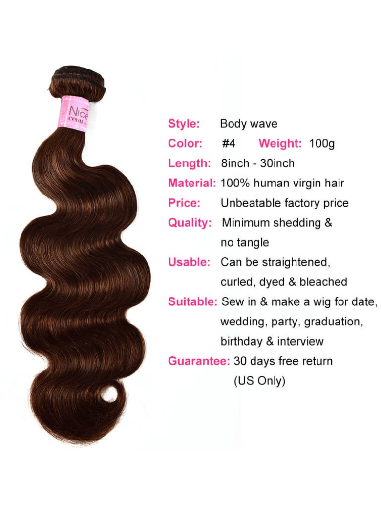 Rare Human Hair Weave #4 Body Wave Hair Bundles 1 Bundle Deal