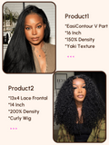 Petaluxe 2 Wigs $169 for 200% Density 13x4 Lace Frontal Curly Hair Wig and EasiContour V Part Glueless Yaki Wig