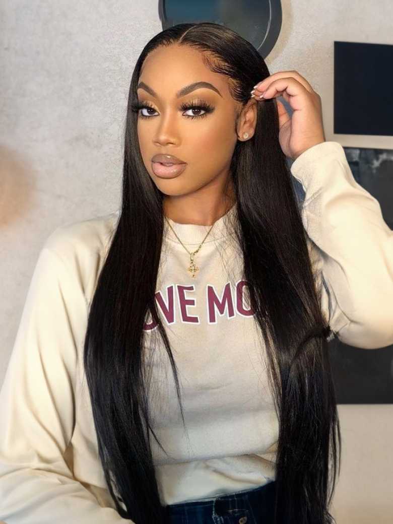 Lace Closure Wigs Glueless Straight Human Hair