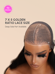 7x5 Glueless Lace Bye-Bye Knots Wig Reddish Brown Curly Wig With Bleached Knots 150% Density