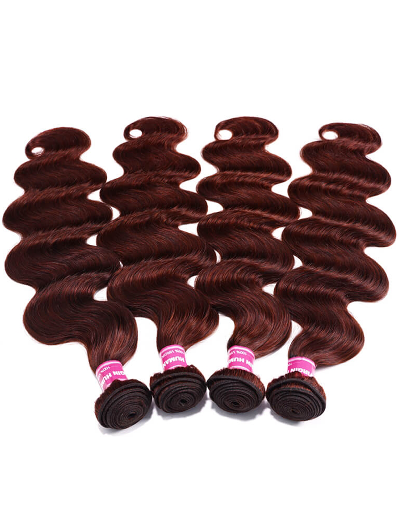 Vibrant Reddish Brown Body Wave 4Pcs 100% Remy Human Hair Bundles Deal