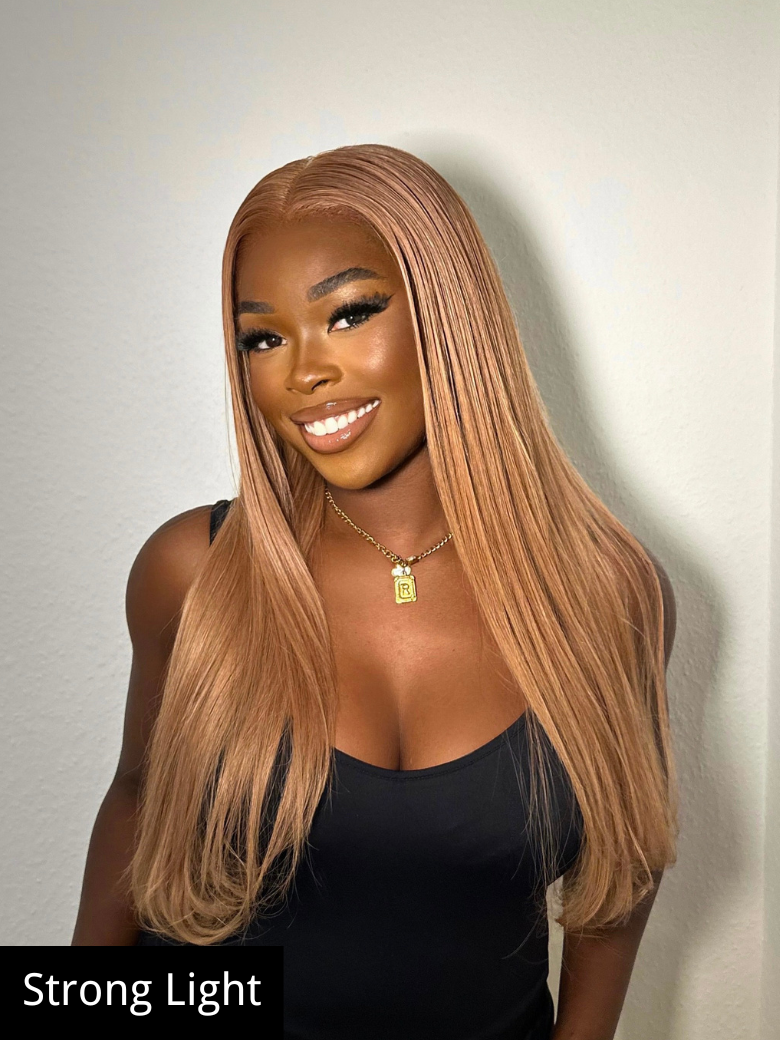 13x4 Lace Front Light Flaxen Brown Silky Straight Wig