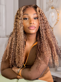 Petaluxe [From 20"] 6x4.5 Pre Cut Lace Wig Put On And Go Honey Blonde Kinky Curly Glueless Lace Wig 150% Density